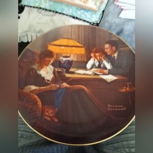 Norman Rockwell Family Evening Plate - Brown and Gold Limited Edition.